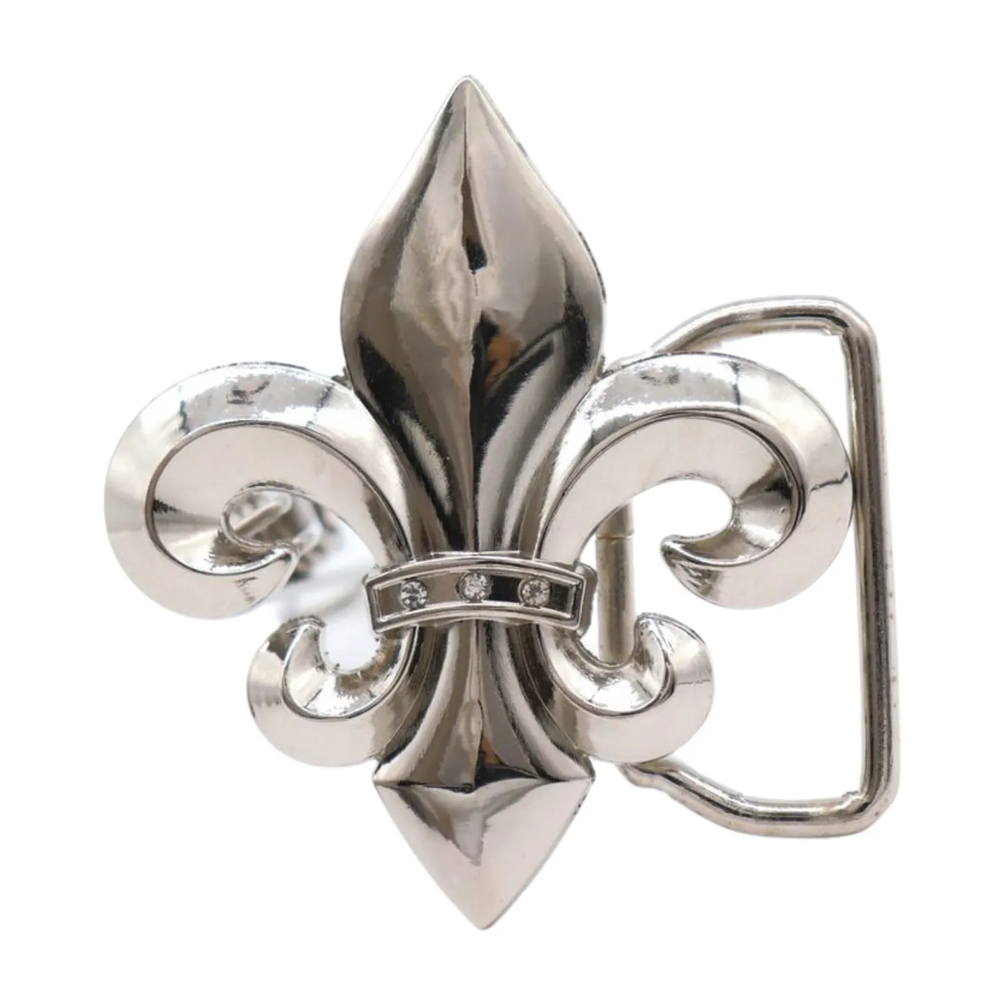 Men Women Teen Silver Metal MINI Belt Buckle Western Fashion Fleur De Lis Lily Flower