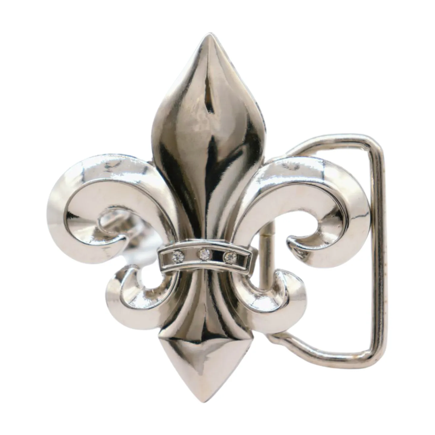 Men Women Teen Silver Metal MINI Belt Buckle Western Fashion Fleur De Lis Lily Flower