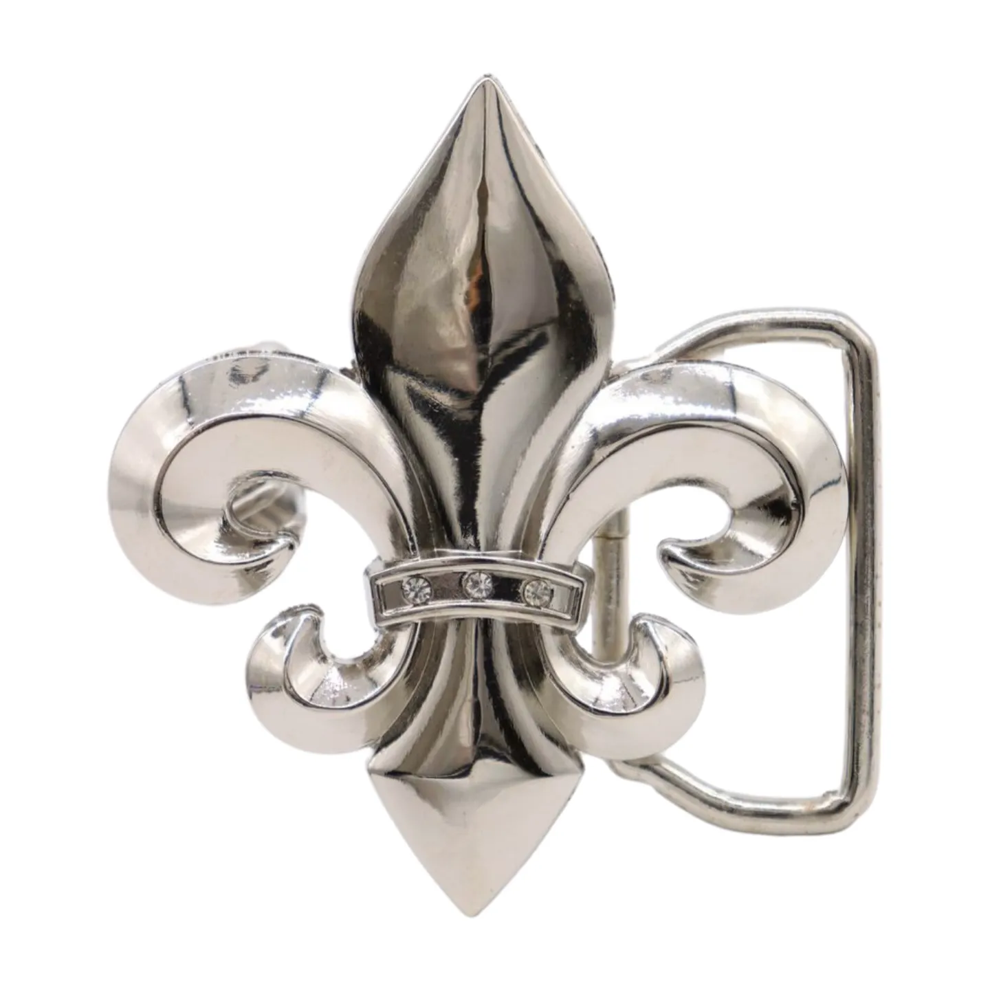 Men Women Teen Silver Metal MINI Belt Buckle Western Fashion Fleur De Lis Lily Flower