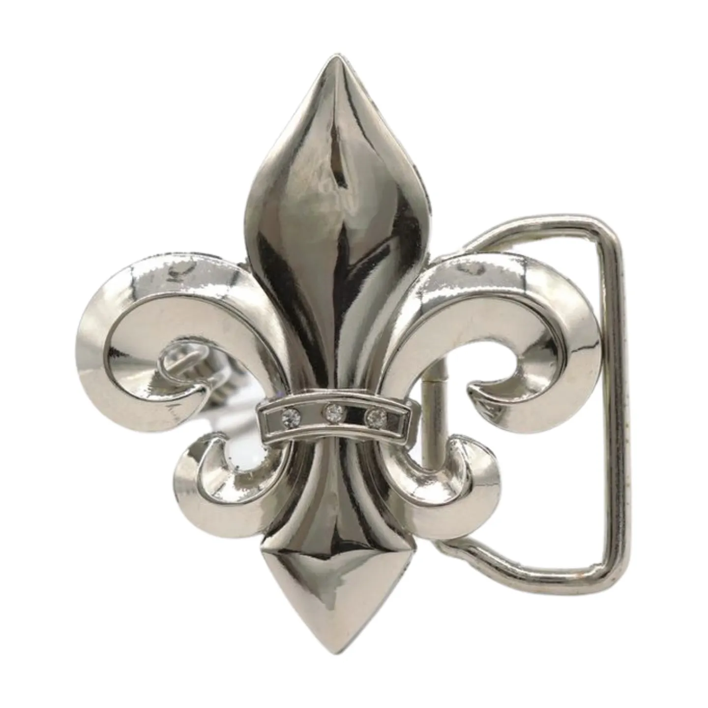 Men Women Teen Silver Metal MINI Belt Buckle Western Fashion Fleur De Lis Lily Flower