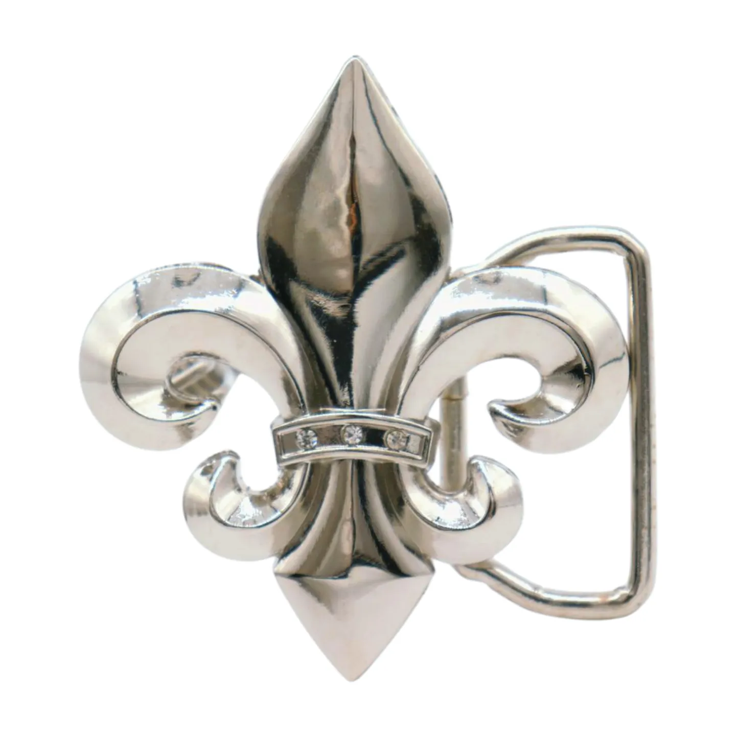 Men Women Teen Silver Metal MINI Belt Buckle Western Fashion Fleur De Lis Lily Flower