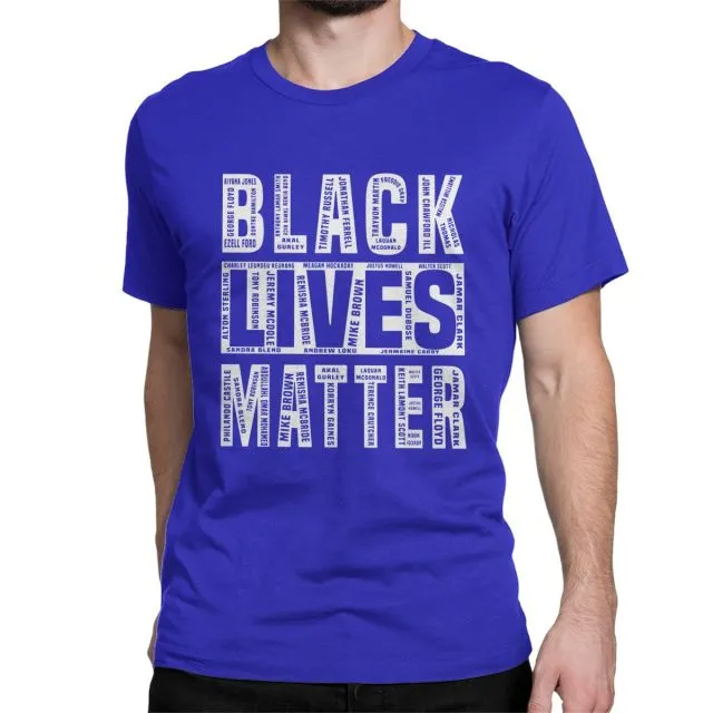 Men's Black Lives Matter T Shirt Justice for George Floyd Equal Racism Racist 100% Cotton Tops Short Sleeve Tees Classic T-Shirt