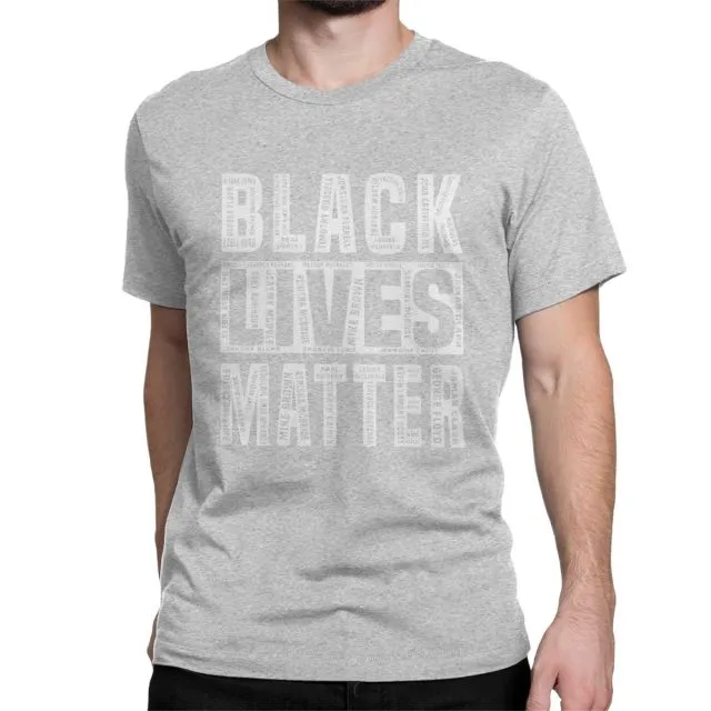 Men's Black Lives Matter T Shirt Justice for George Floyd Equal Racism Racist 100% Cotton Tops Short Sleeve Tees Classic T-Shirt