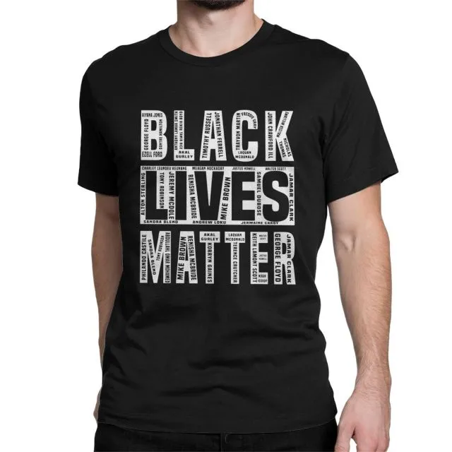 Men's Black Lives Matter T Shirt Justice for George Floyd Equal Racism Racist 100% Cotton Tops Short Sleeve Tees Classic T-Shirt