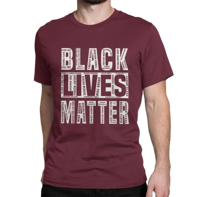 Men's Black Lives Matter T Shirt Justice for George Floyd Equal Racism Racist 100% Cotton Tops Short Sleeve Tees Classic T-Shirt