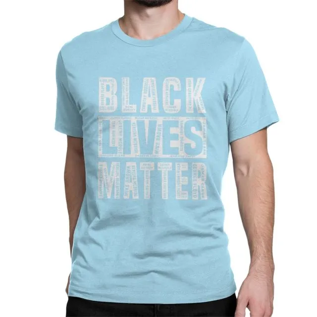 Men's Black Lives Matter T Shirt Justice for George Floyd Equal Racism Racist 100% Cotton Tops Short Sleeve Tees Classic T-Shirt