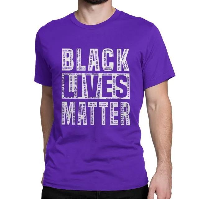 Men's Black Lives Matter T Shirt Justice for George Floyd Equal Racism Racist 100% Cotton Tops Short Sleeve Tees Classic T-Shirt