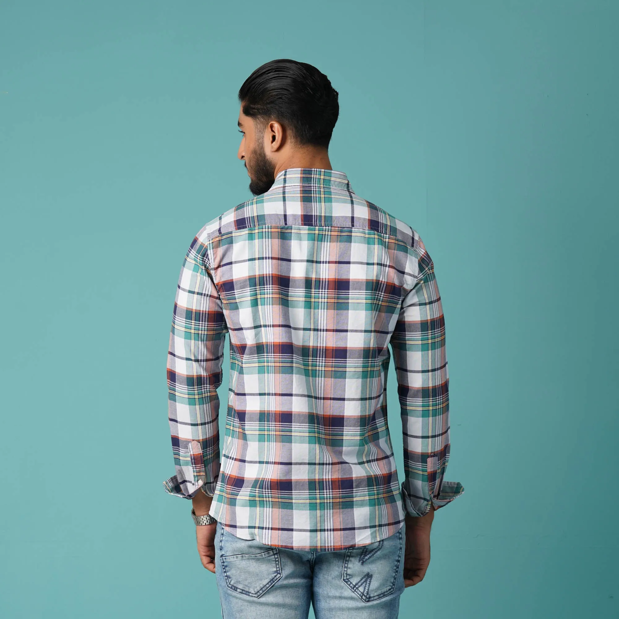Mens L/S Shirt-Pink Blue Check