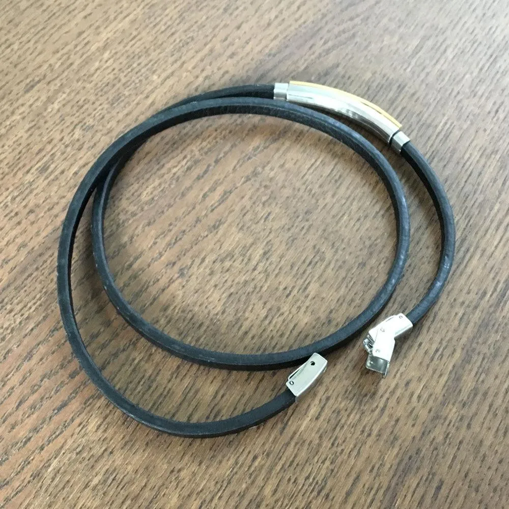 Men’s Trendy Stainless Steel Genuine Leather Bracelets, Fashionable Black Wrap Wristband Gift for Men