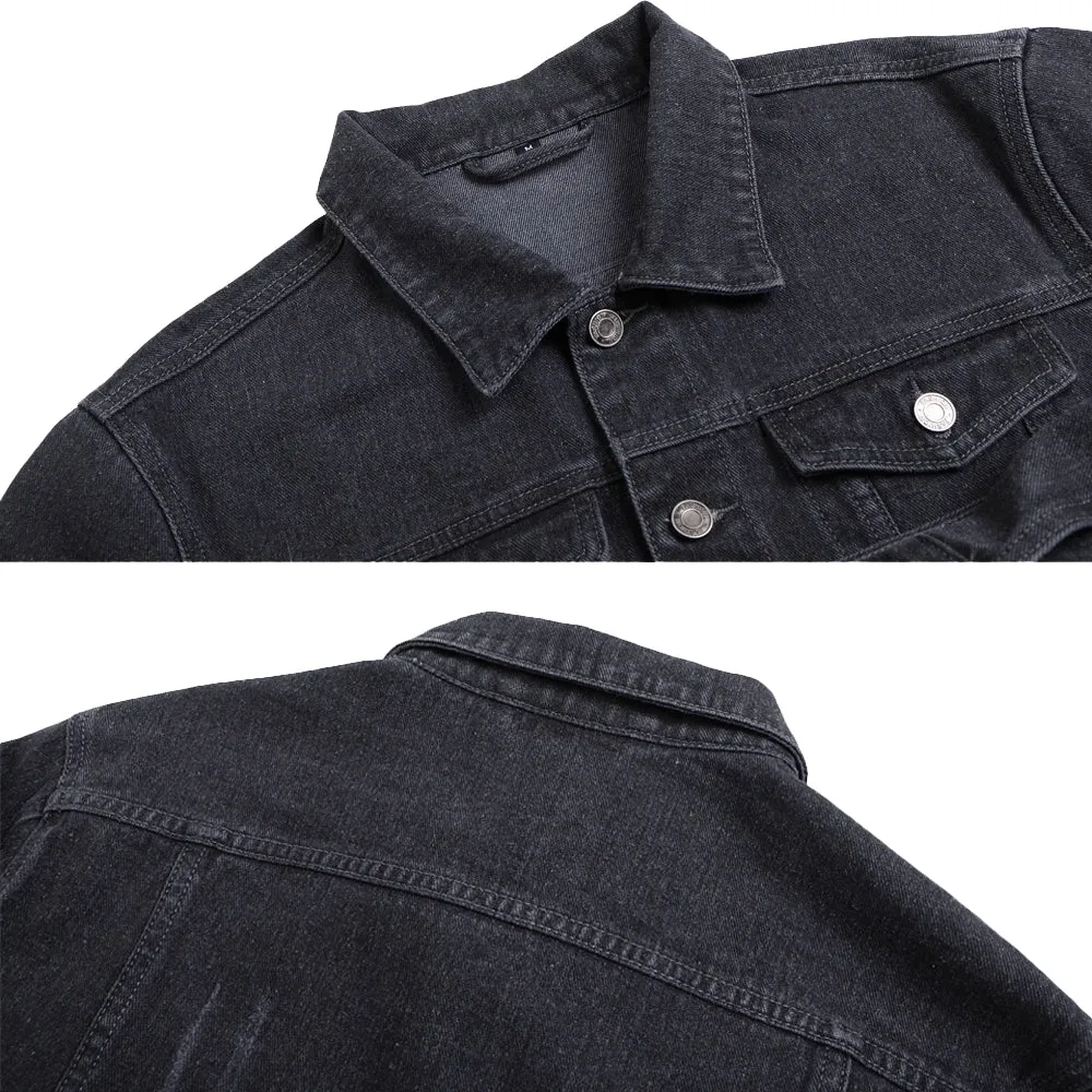Mens Vintage Cartoon Prints Lion Head Denim Jacket