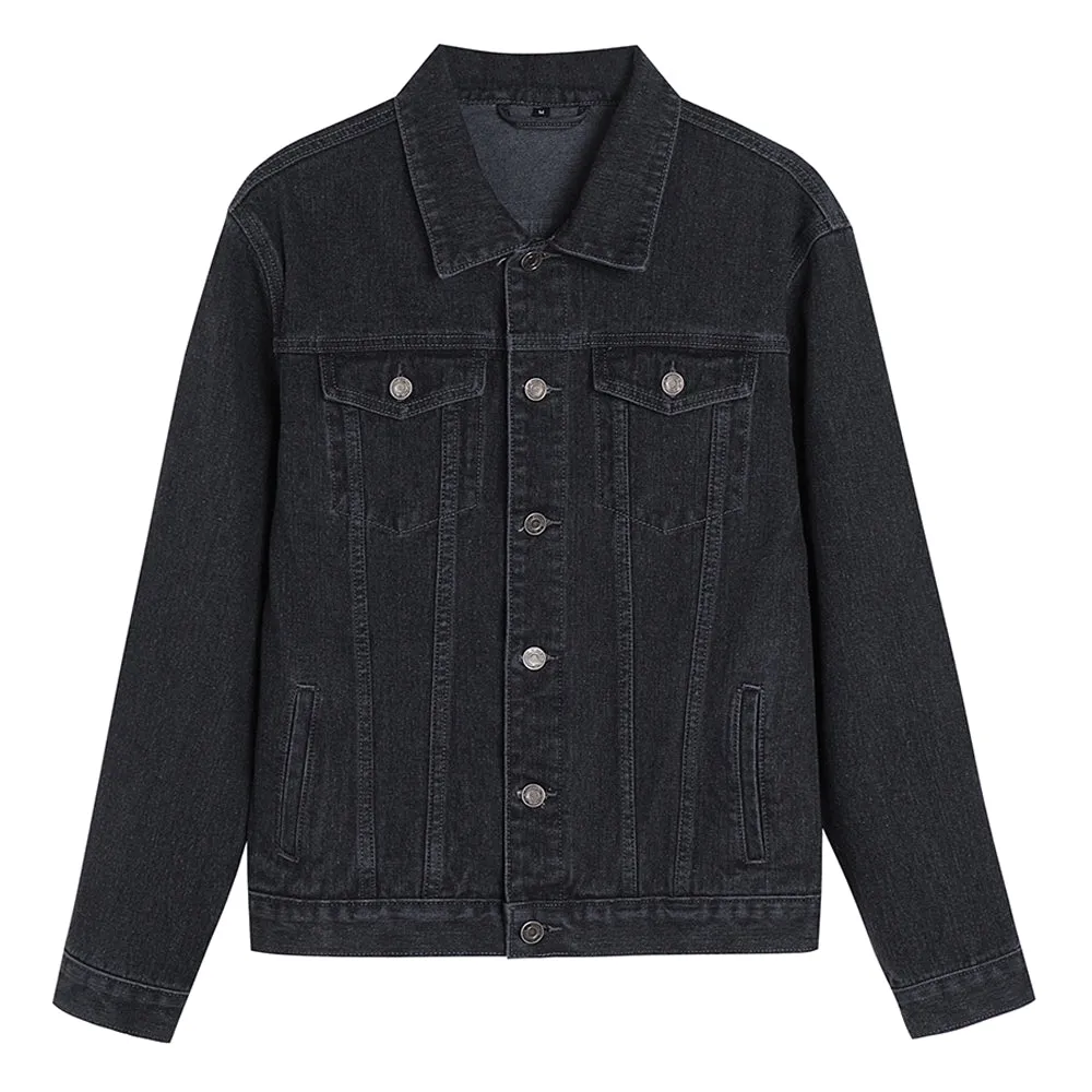Mens WAKE UP AND FIGHT Bear Graphic Button Up Denim Jacket