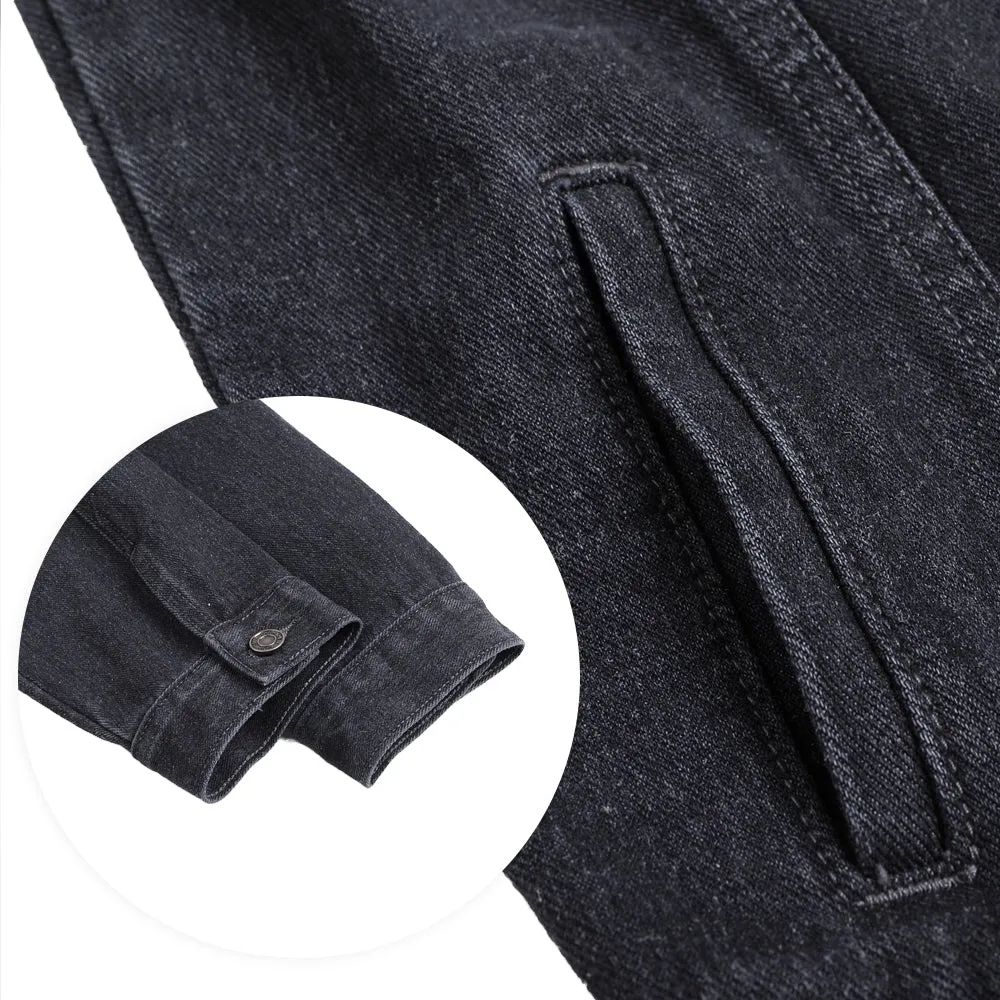 Mens WAKE UP AND FIGHT Bear Graphic Button Up Denim Jacket