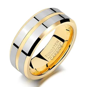 Men's Wedding Band Tungsten Carbide 8mm Golden Gray