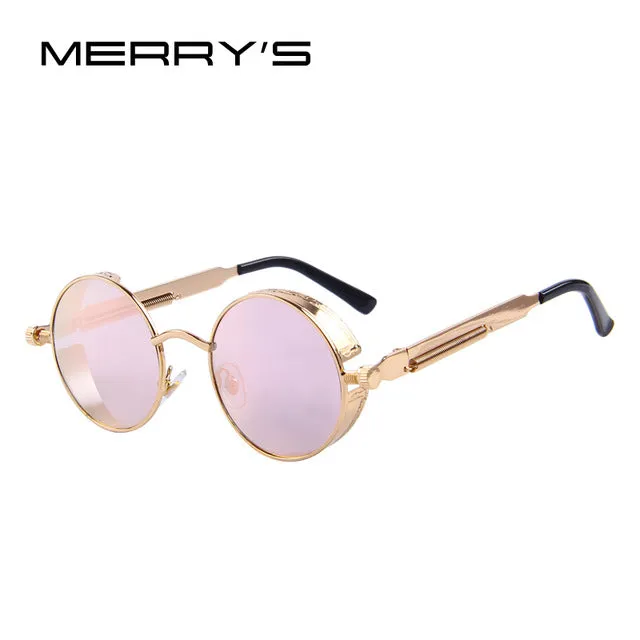 MERRY'S Vintage Women Steampunk Sunglasses Brand Design Round Sunglasses Oculos de sol UV400