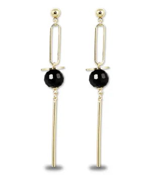 Metal Gold Black Crystal Dangler Earrings