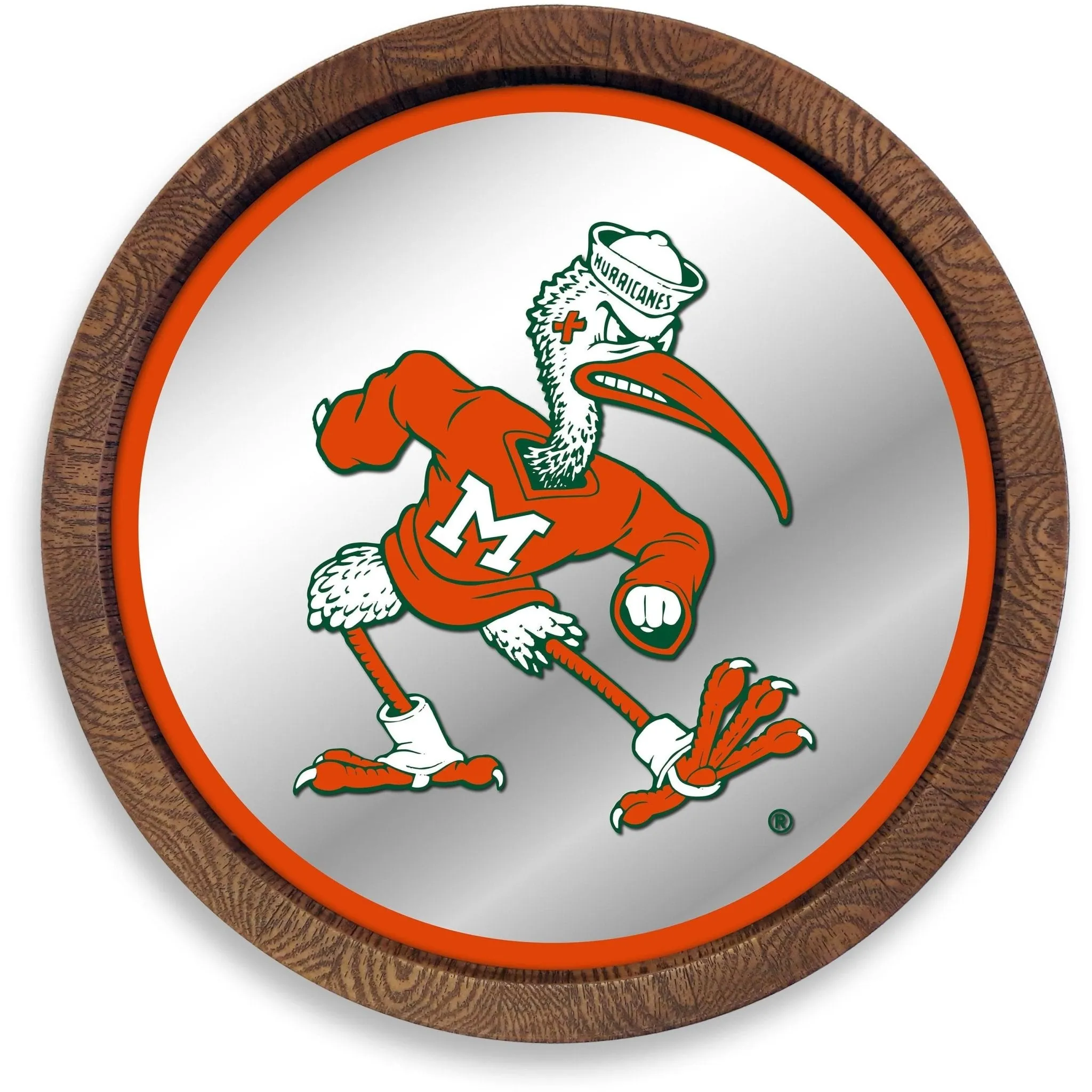 Miami Hurricanes: Mascot - "Faux" Barrel Top Mirrored Wall Sign