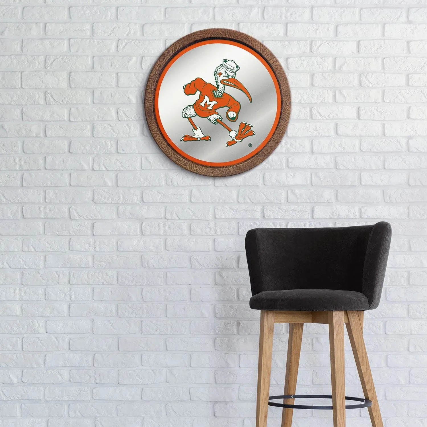 Miami Hurricanes: Mascot - "Faux" Barrel Top Mirrored Wall Sign