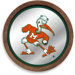 Miami Hurricanes: Mascot - "Faux" Barrel Top Mirrored Wall Sign