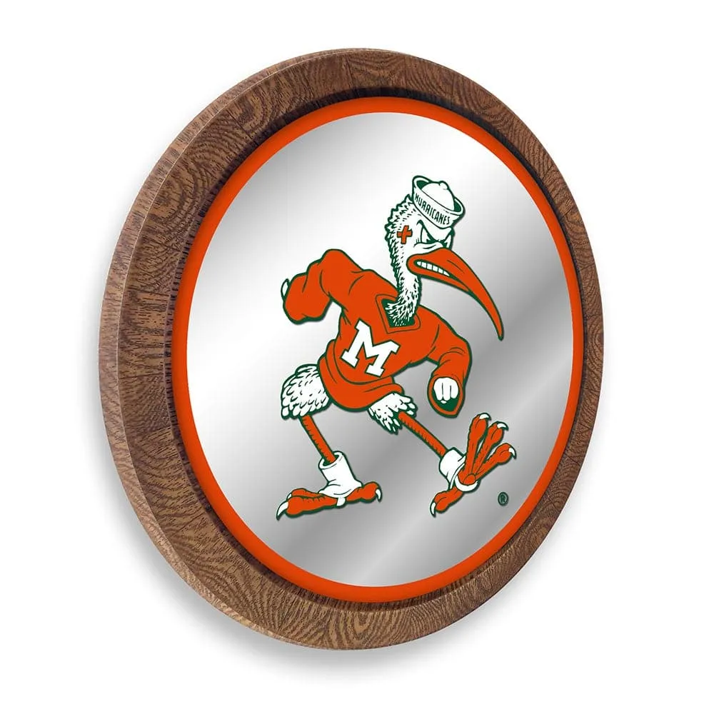 Miami Hurricanes: Mascot - "Faux" Barrel Top Mirrored Wall Sign