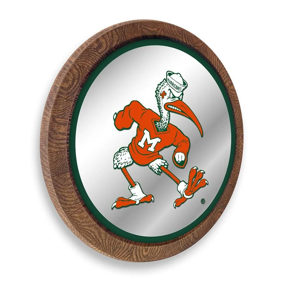 Miami Hurricanes: Mascot - "Faux" Barrel Top Mirrored Wall Sign