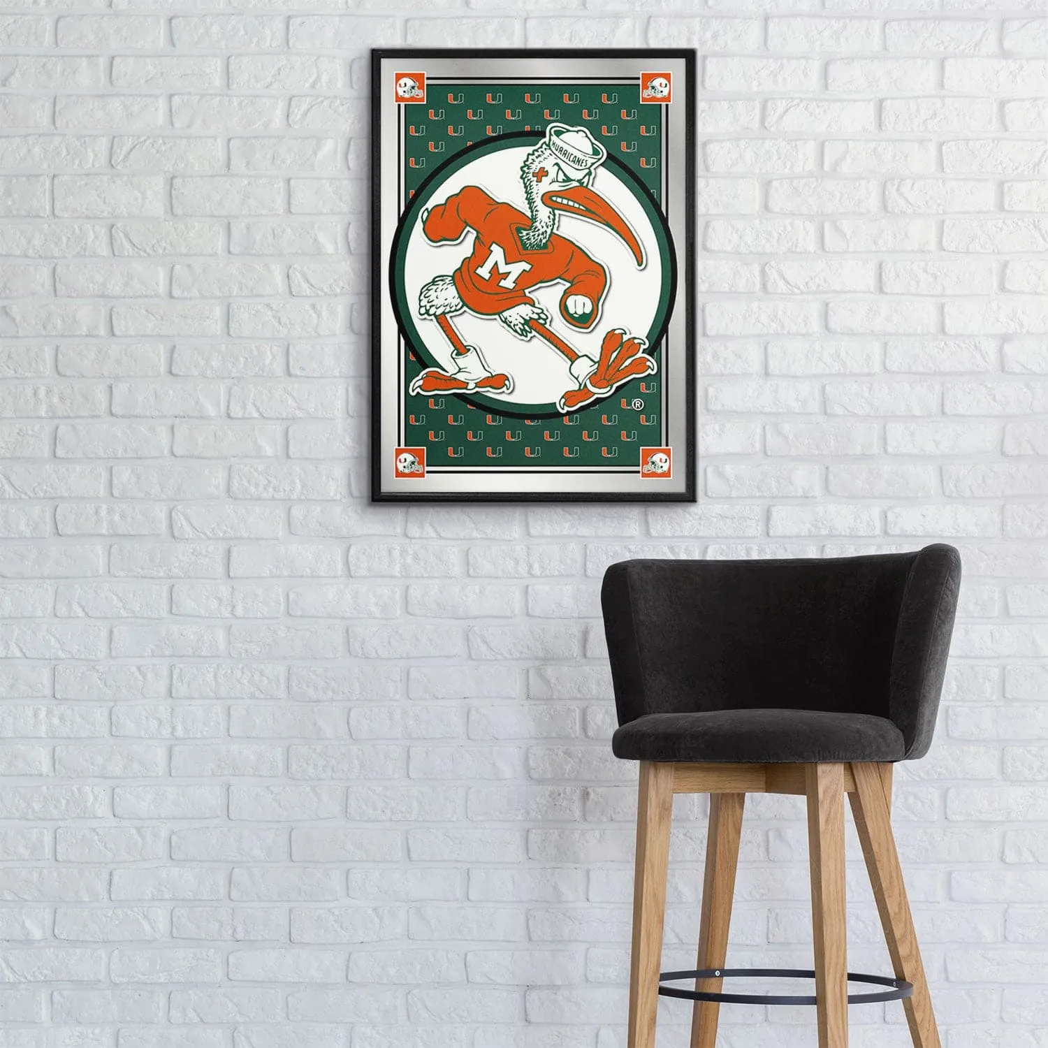 Miami Hurricanes: Team Spirit, Mascot Framed Mirrored Wall Sign
