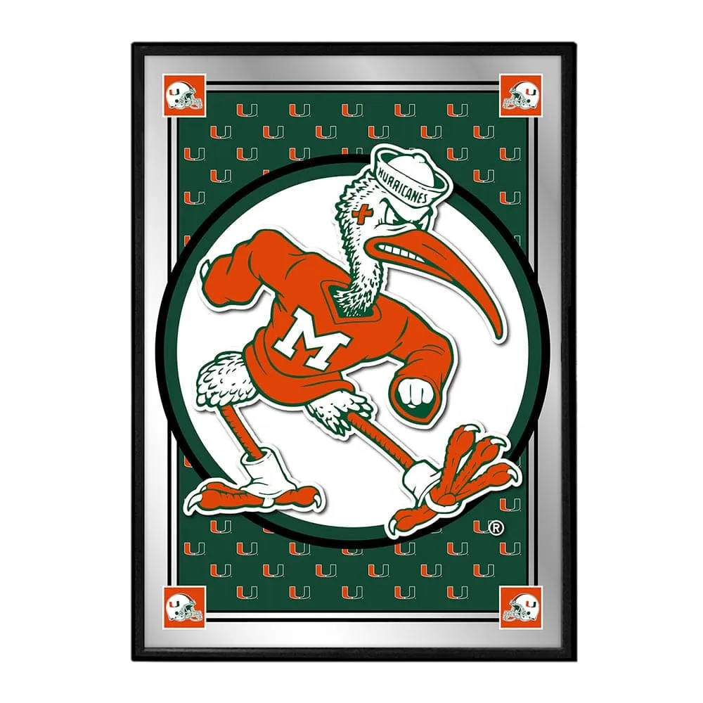 Miami Hurricanes: Team Spirit, Mascot Framed Mirrored Wall Sign