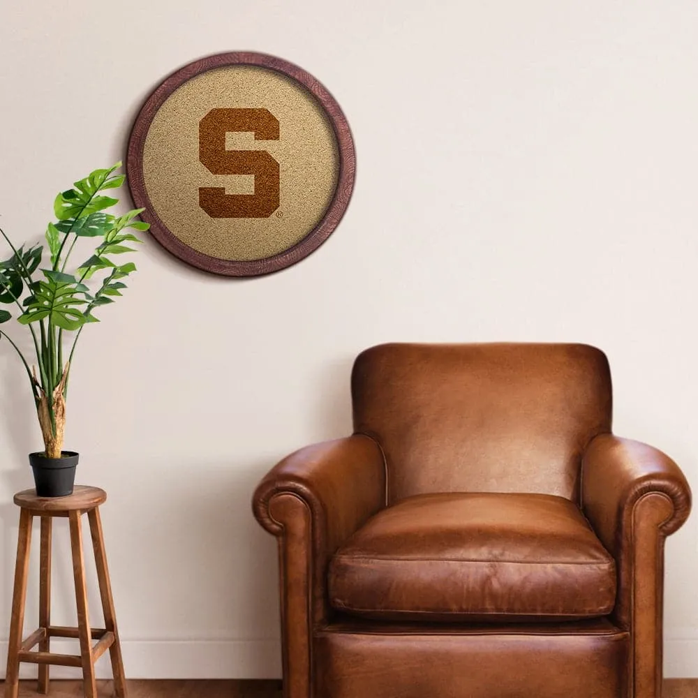 Michigan State Spartans: Block S - "Faux" Barrel Framed Cork Board