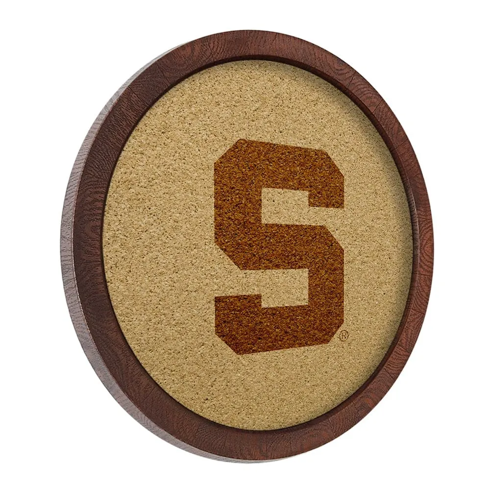 Michigan State Spartans: Block S - "Faux" Barrel Framed Cork Board