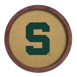 Michigan State Spartans: Block S - "Faux" Barrel Framed Cork Board