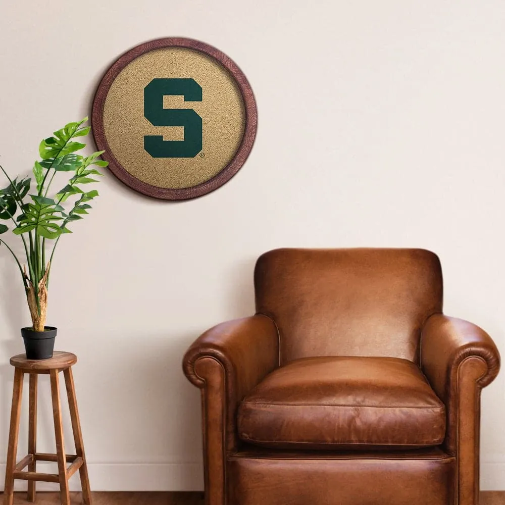Michigan State Spartans: Block S - "Faux" Barrel Framed Cork Board