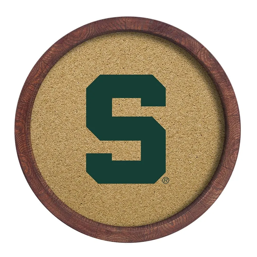 Michigan State Spartans: Block S - "Faux" Barrel Framed Cork Board