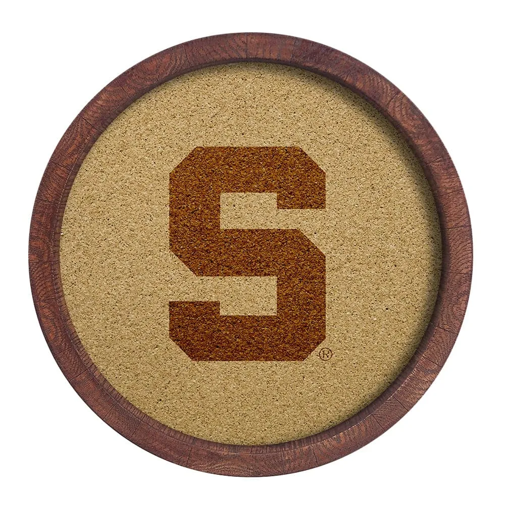 Michigan State Spartans: Block S - "Faux" Barrel Framed Cork Board