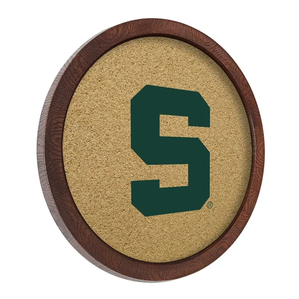 Michigan State Spartans: Block S - "Faux" Barrel Framed Cork Board