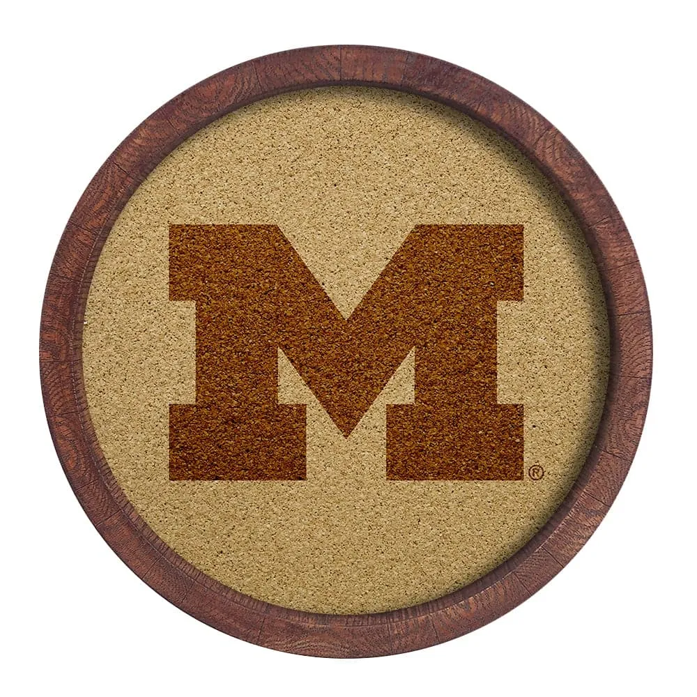 Michigan Wolverines: "Faux" Barrel Framed Cork Board