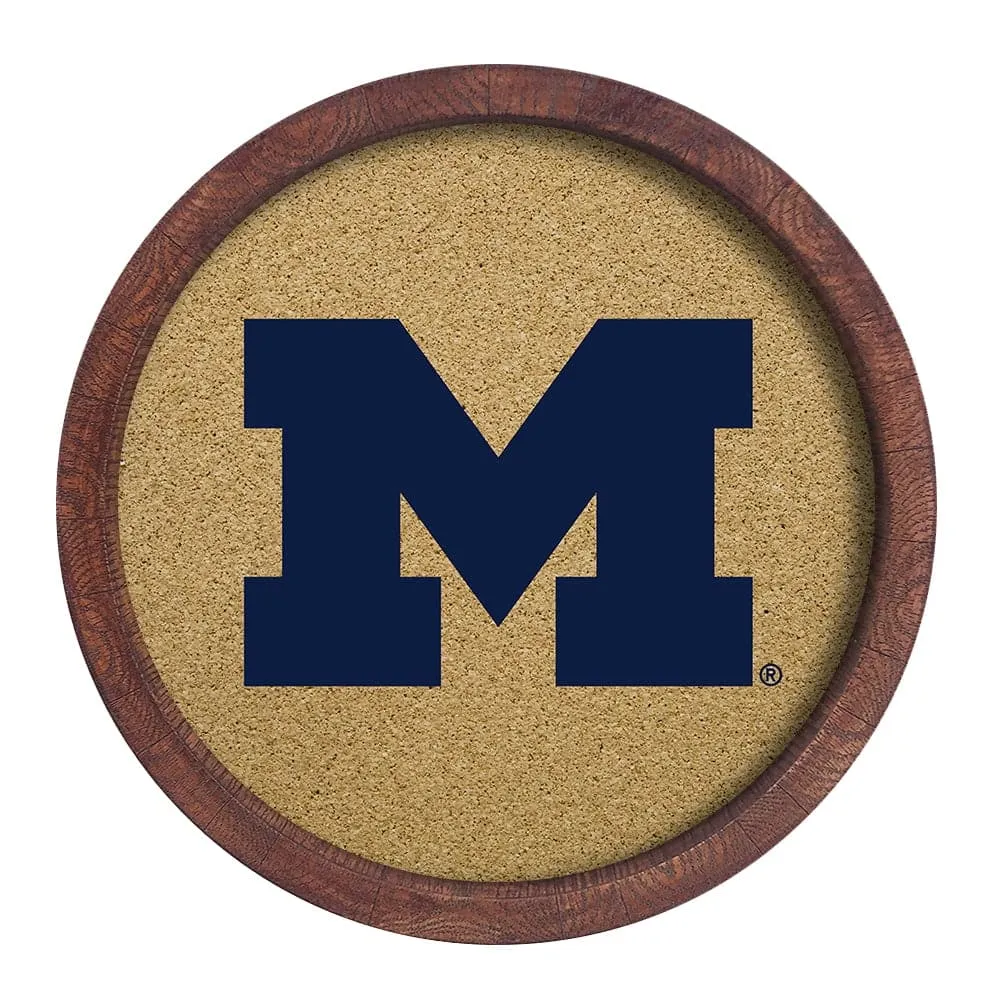Michigan Wolverines: "Faux" Barrel Framed Cork Board