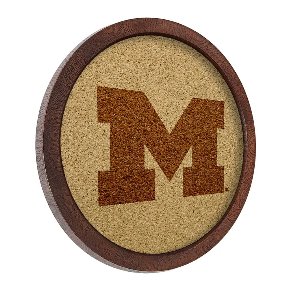 Michigan Wolverines: "Faux" Barrel Framed Cork Board