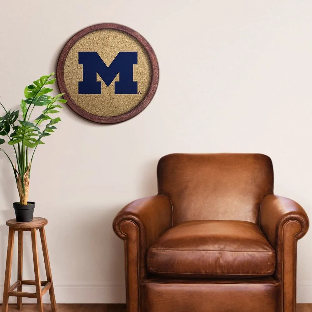 Michigan Wolverines: "Faux" Barrel Framed Cork Board