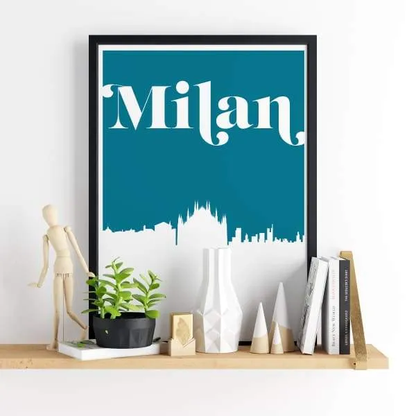 Milan, Italy retro inspired city skyline