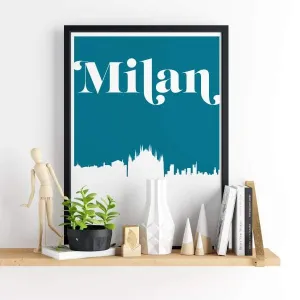 Milan, Italy retro inspired city skyline