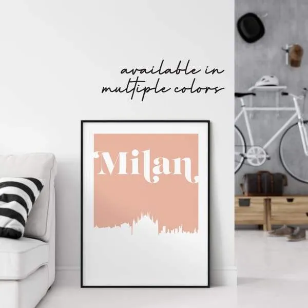 Milan, Italy retro inspired city skyline