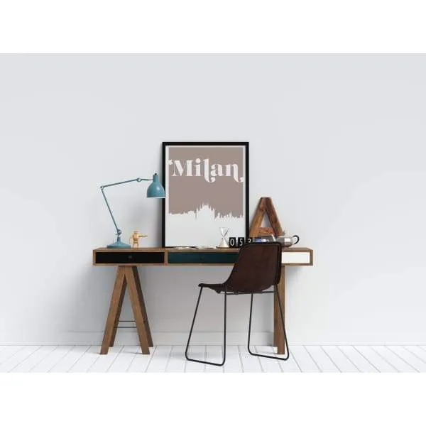 Milan, Italy retro inspired city skyline