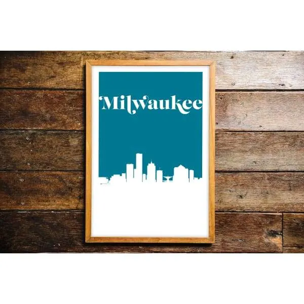 Milwaukee, Wisconsin retro inspired city skyline