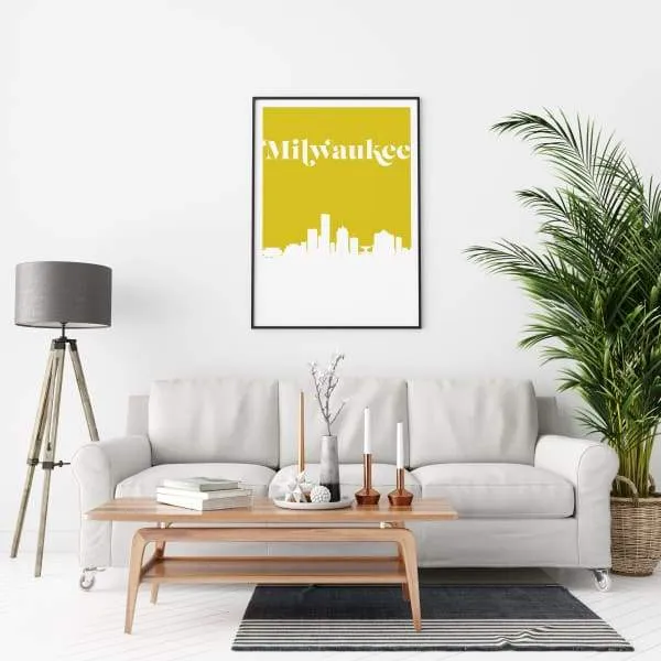 Milwaukee, Wisconsin retro inspired city skyline
