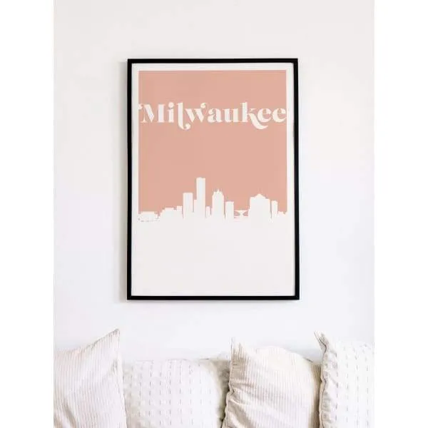 Milwaukee, Wisconsin retro inspired city skyline