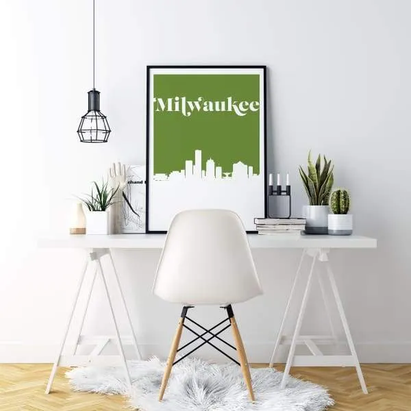 Milwaukee, Wisconsin retro inspired city skyline