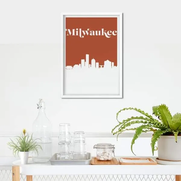 Milwaukee, Wisconsin retro inspired city skyline