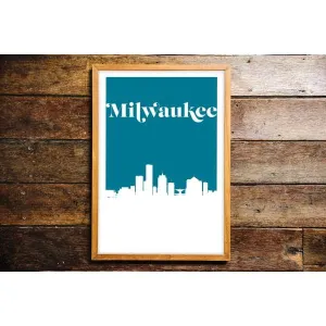 Milwaukee, Wisconsin retro inspired city skyline