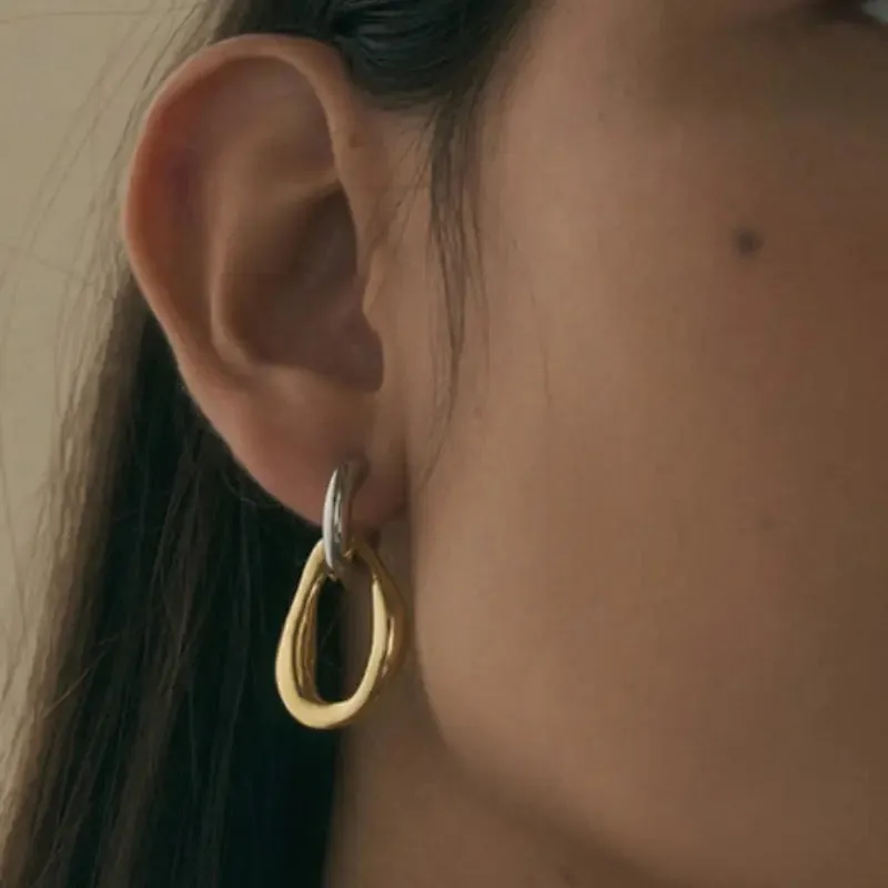 Minimalist Circles Metal Drop Earrings