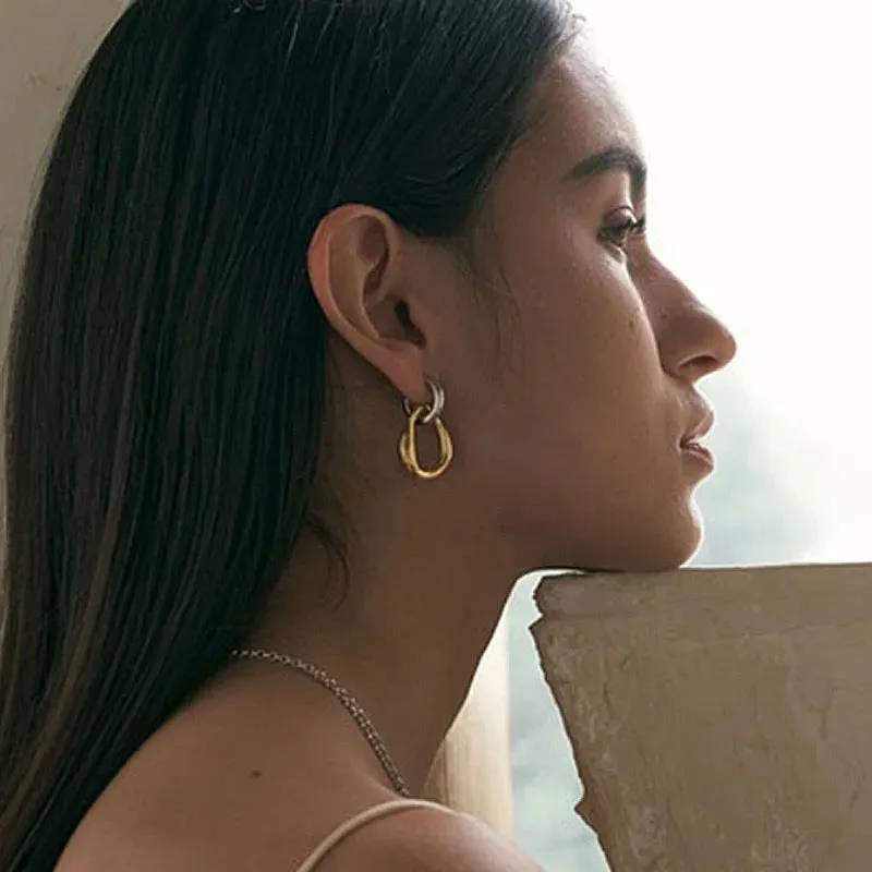 Minimalist Circles Metal Drop Earrings
