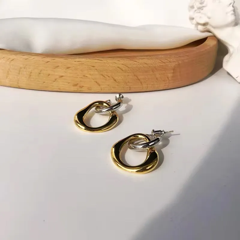 Minimalist Circles Metal Drop Earrings